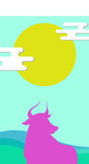 雄牛のベクター画像・年賀状・干支・2021