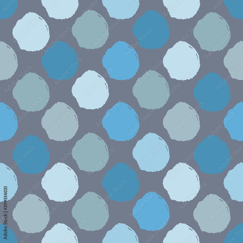 Poster hand drawn blue colored dots repeat pattern print background