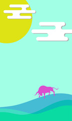 雄牛のベクター画像・年賀状・干支・2021