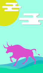 雄牛のベクター画像・年賀状・干支・2021