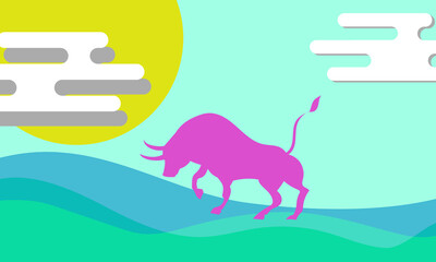 雄牛のベクター画像・年賀状・干支・2021