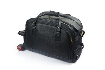 Leather travel bag with wheels
