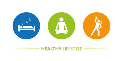 healthy lifestyle icons sleep yoga sport pictogram vector illustration EPS10