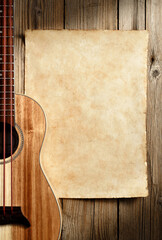 blank parchment sheet with ukulele bass