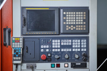 CNC machine control panel. Shallow depth of field.