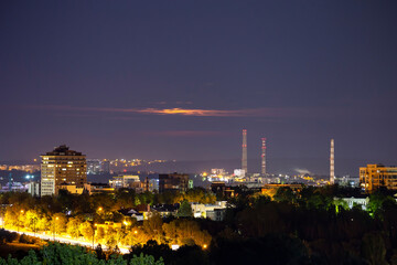 View of Chisinau at night, long exposure, Moldova