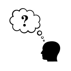 Head cloud think icon isolated on white background. Think idea concept