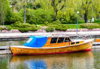 Boat  dock in Sapokka Water Garden. Kotka, Finland