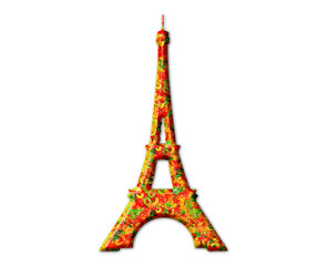 Fototapeta na wymiar Eiffel tower Jellybeans Yummy sweets Colorful illustration, jelly Icon logo symbol
