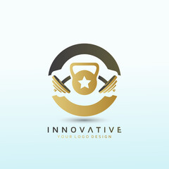 Physical fitness gym vector logo, fitness logo design, dumbbell icon, Gym Logo Ideas and Fitness Logo Designs