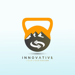 mountain fitness vector logo, fitness logo design, dumbbell icon, Gym Logo Ideas and Fitness Logo Designs