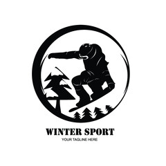 Black silhouettes snowboarders.Vector illustration