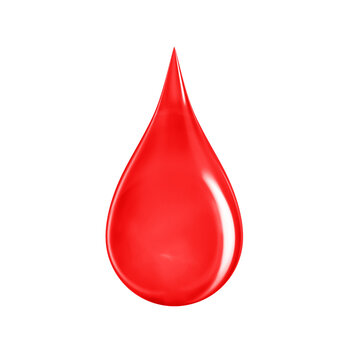 Blood drop isolated on white. Red drip of blood icon. 3d rendering
