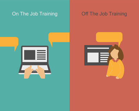 comparison of On the job training (OJT) and off the job training vector