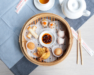 Chinese dim sum, top view