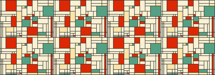Mondrian style background. vector graphic, retro, red, green, yellow, modern, grid, web header, footer, flier, blue, frame, copy space, vector illustration, graphic, landscape, retro,