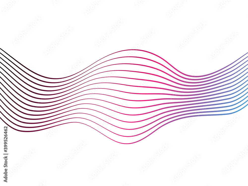 Poster abstract colored wave element line art vector illustration isolated on white background. smooth stri
