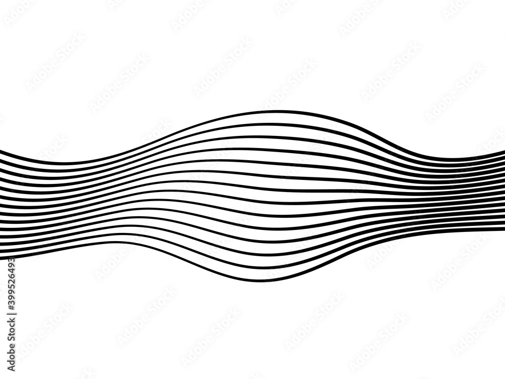 Poster abstract black wave line element. art linear vector illustration isolated on white background. smoot