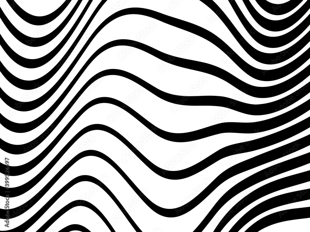 Poster abstract black wave lines background. art linear vector illustration isolated on white. smooth strip