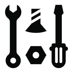 
Mechanical tools vector in editable filled style 
