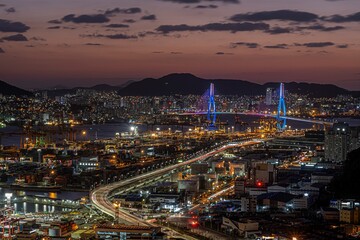 Fototapeta na wymiar Night view of SHIN SUN DAE Harbor in Busan, Republic of Korea