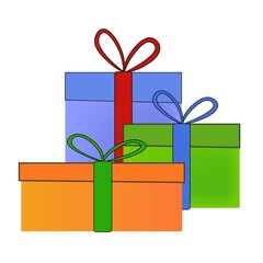 Holiday bright gifts isolated on a white background. Vector minimalistic flat design.