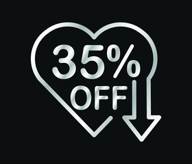 Valentine's day discount template in heart shape.
