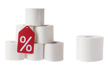 Discount toilet paper isolated. Profit from wholesale purchases concept