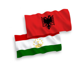 Flags of Tajikistan and Albania on a white background