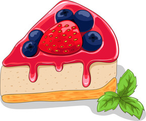 Cheesecake with berires. Vector hand drawn illustration.