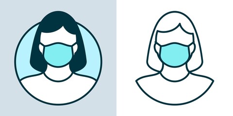 Woman In Medical Face Mask For Virus Protection And Health Care Vector Illustration