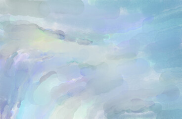 Watercolor abstract painting with pastel colors. Soft color painted illustration of calming composition for poster, wall art, banner, card, book cover or packaging. Modern brush strokes painting.