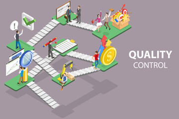 3D Isometric Flat Vector Conceptual Illustration of Quality Control.