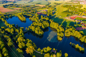 Fototapeta na wymiar Fulda Aue aus der Luft | Luftbilder von der Fulda Aue