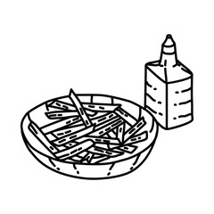 Fries with Vinegar Icon. Doodle Hand Drawn or Outline Icon Style