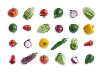 Gordijnen Variety of fresh vegetables isolated from the white background © Miquel