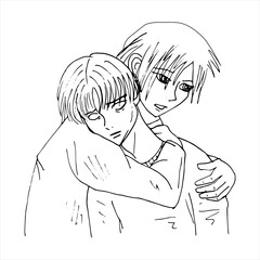 Ed and Lenny. LGBT couple. Anime style. 