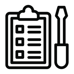 
Screwdriver with clipboard, maintenance list in solid style 
