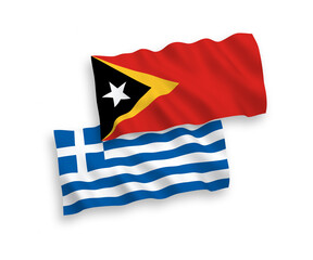 Flags of Greece and East Timor on a white background