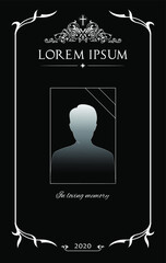 Funeral service, burial ceremony organization agency or company retro poster. Vector.