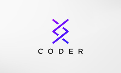 programming code technology logo in a simple and modern style