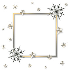 Fancy Christmas snowflake frame design, festive Christmas background with stars and snowflakes, Christmassy background for banner, cards, greetings or sales