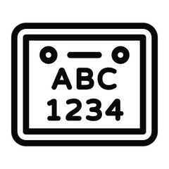 
Number plate icon style, recognition number 
