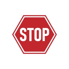Red stop sign icon vector illustration. Red stop sign icon with text flat icon for apps and websites. Eps 10
