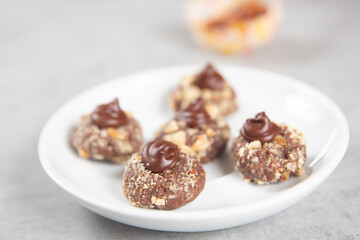 cake with walnuts, hazelnuts and chocolate
