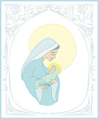 Madonna and child Jesus - Christmas card