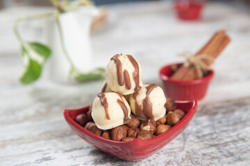 cake balls with hazelnuts and white chocolate