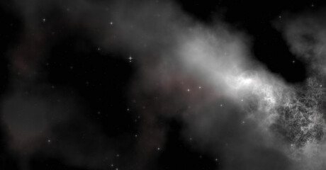 Star field in galaxy space with colorful nebula. Sci fi background of deep space. Ethereal wallpaper.