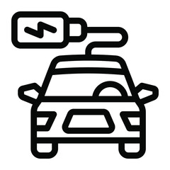 
Charging car connected with cable, solid icon 
