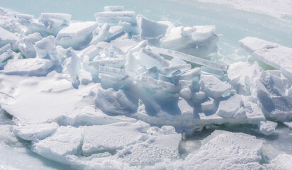 Fototapeta na wymiar melting ice on the ice
